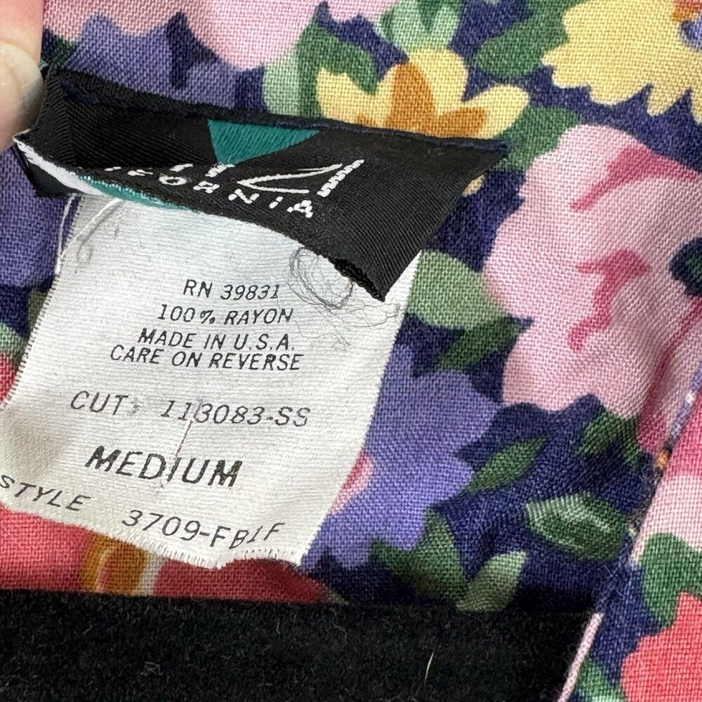 Fritzi California Rayon Floral Romper Jumpsuit M Pleated Wide Leg V Neck Long - Picture 5 of 11